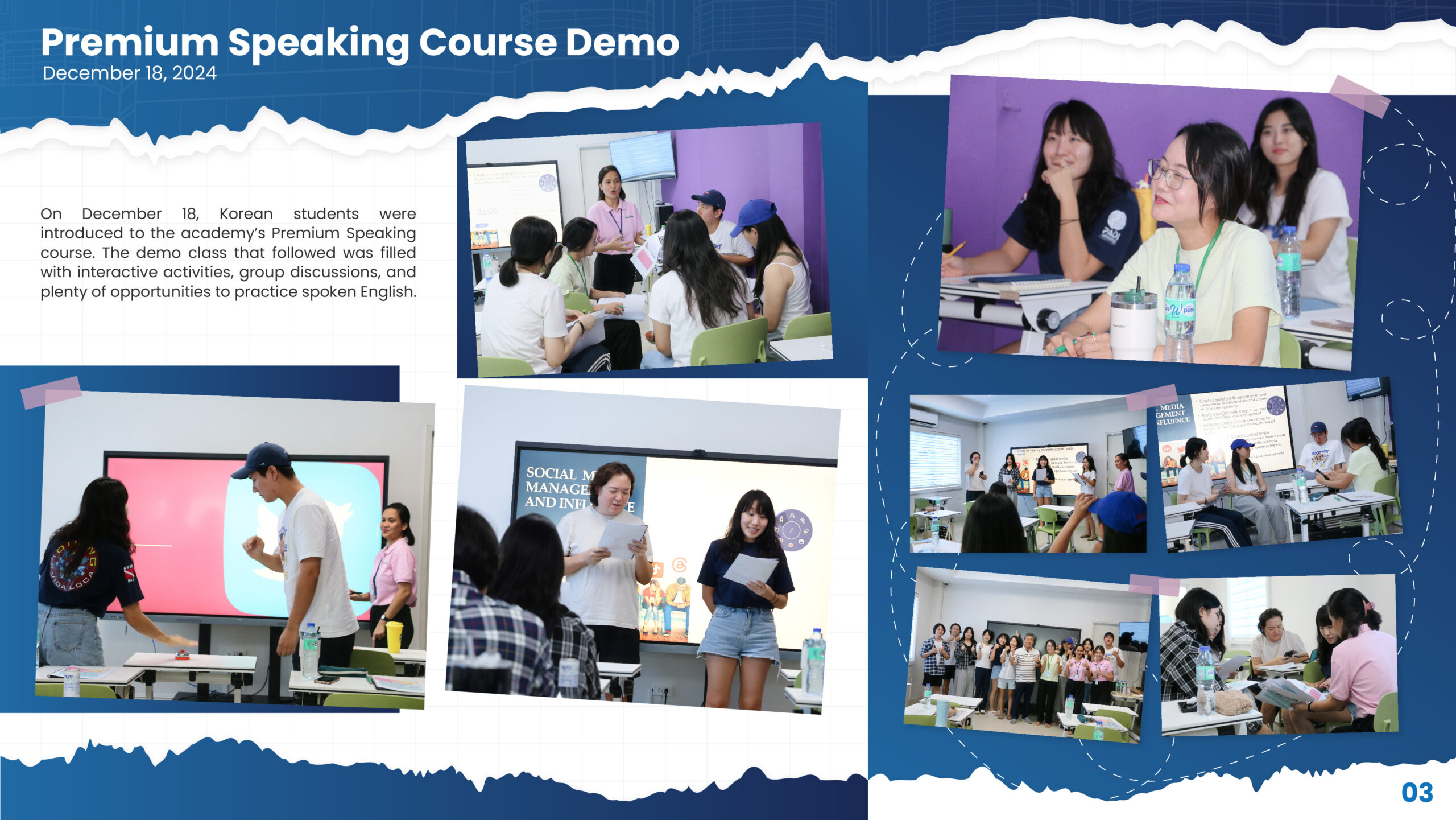 Premium Speaking Course の授業風景